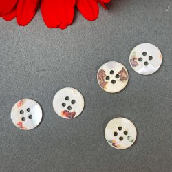 Fem vintage perlemorsknapper, natur - 12 mm