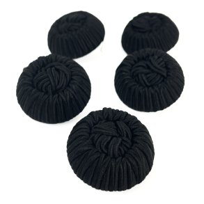 Fnf schwarze Vintage Passementerieknpfe aus den 1940er Jahren