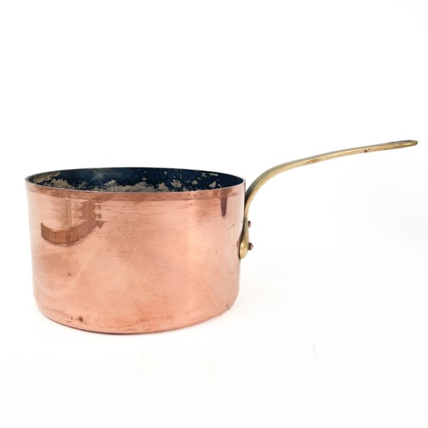 Kobbergryde med messingh�ndtag