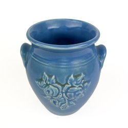 Bl� Guldkroken vintage krukke