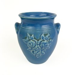 Bl� Guldkroken vintage krukke