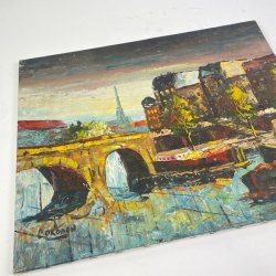 Signeret kanalmotiv oliemaleri