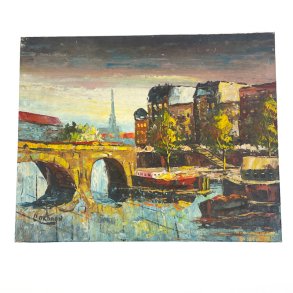 Signeret kanalmotiv oliemaleri