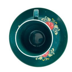 Gr�n retro kaffekop med underkop