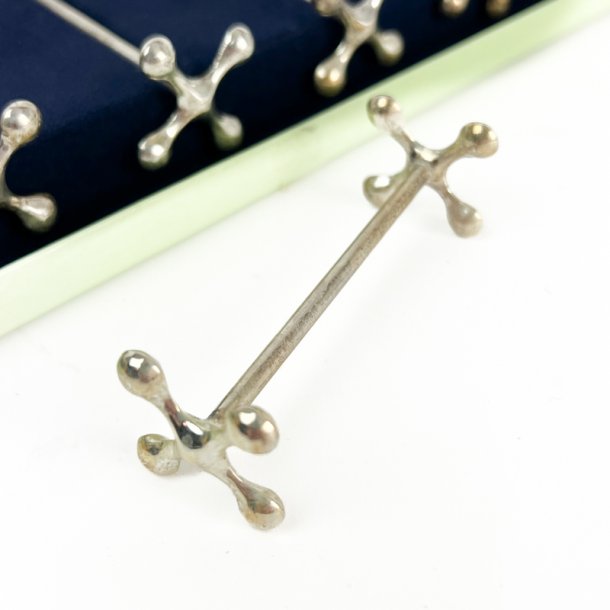 Seks vintage knivstole s�lvplet