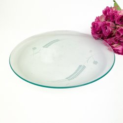 Vintage glas lagkagefad med kornmotiv