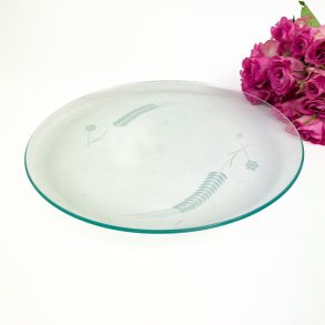 Vintage glas lagkagefad med kornmotiv