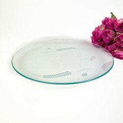 Vintage glas lagkagefad med kornmotiv