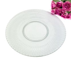 Vintage lagkagefad i glas med krydsm�nster