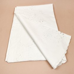 Smuk vintage oval dug med broderi � 220 cm