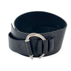 Schwarzer asymmetrischer Retro Ledergrtel