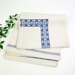 Broderet bl� vintage dug 120x120 cm