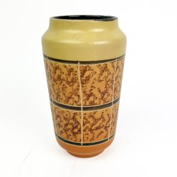 Gul retro keramikvase med mosaikm�nster