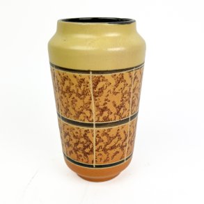 Gul retro keramikvase med mosaikm�nster