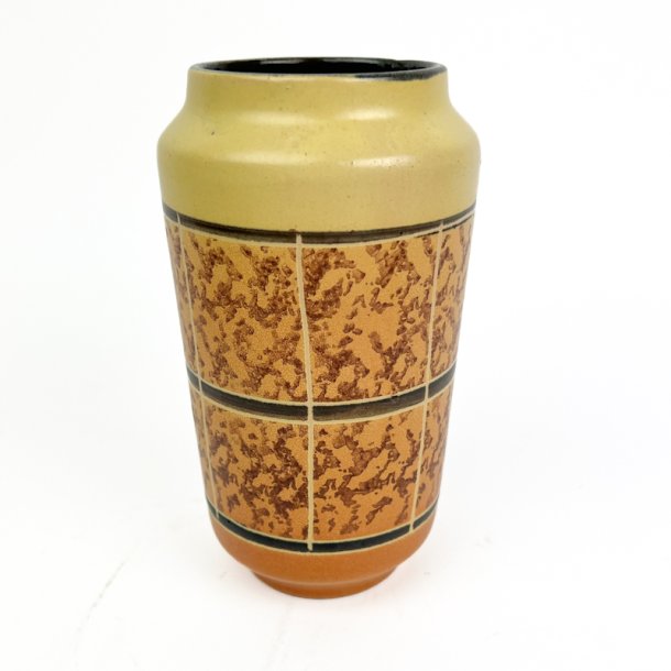 Gul retro keramikvase med mosaikm�nster