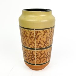 Gul retro keramikvase med mosaikm�nster