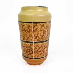 Gul retro keramikvase med mosaikm�nster