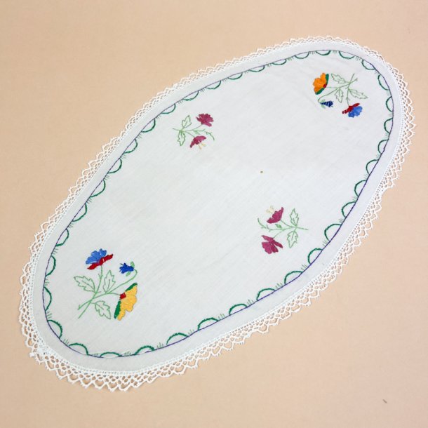 Vintage lysedug med broderi
