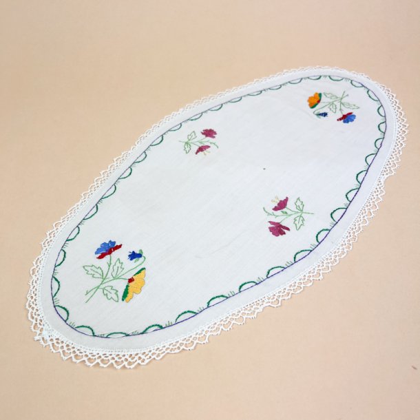 Vintage lysedug med broderi