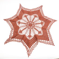 Rostfarbene gehkelte Retro Deckchen  70 cm