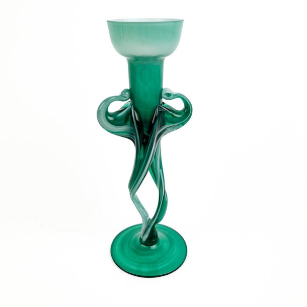 Elegant gr�n Makora kunstglas lysestage