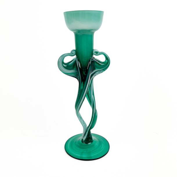 Elegant gr�n Makora kunstglas lysestage