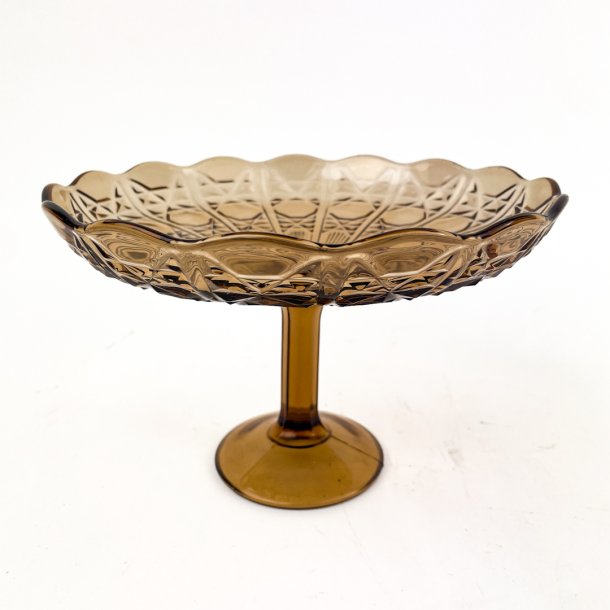 Vintage fad p fod i rgfarvet glas