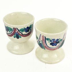 Zwei Vintage Eierbecher aus Fayence  Faiano, Italien