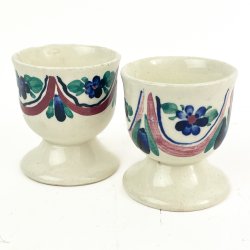 Zwei Vintage Eierbecher aus Fayence  Faiano, Italien