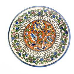 H�ndmalet vintage v�gtallerken med blomster