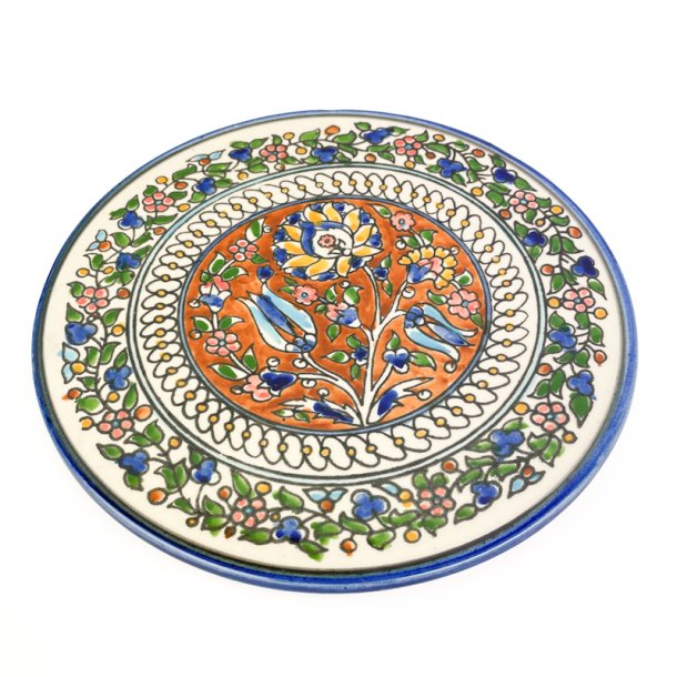 H�ndmalet vintage v�gtallerken med blomster
