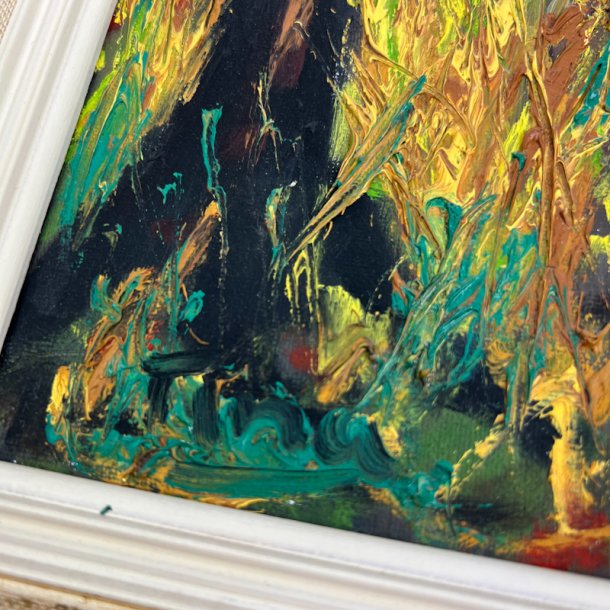 Vintage maleri l�rred i guldramme