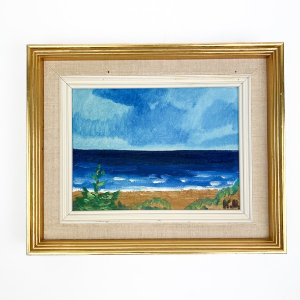 Vintage havmotiv maleri i ramme