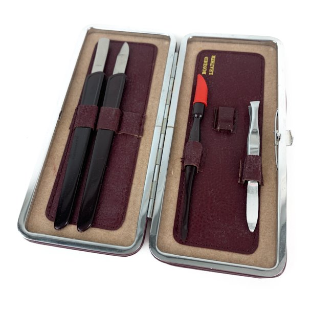 Vintage l�der manicure s�t