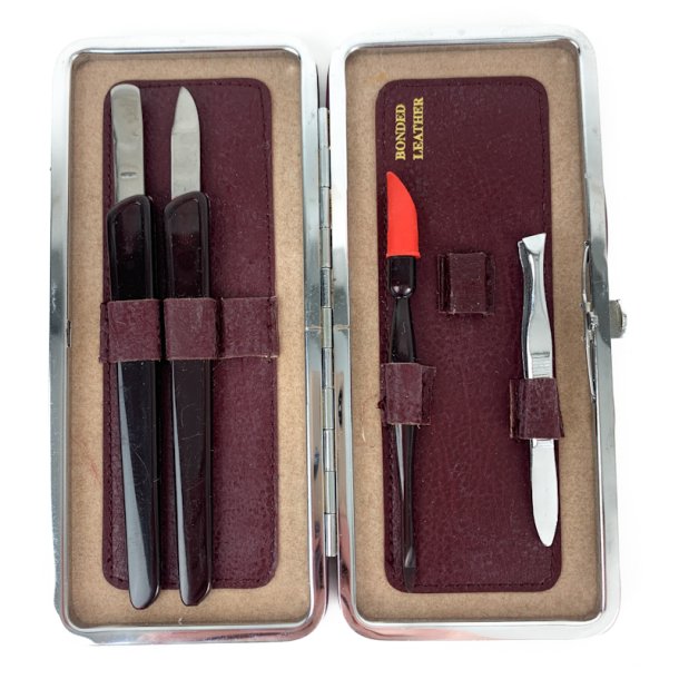 Vintage l�der manicure s�t