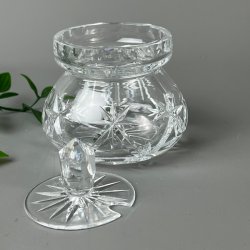 Klar vintage krystal marmeladekrukke