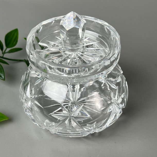 Klar vintage krystal marmeladekrukke