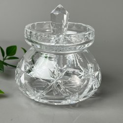 Klar vintage krystal marmeladekrukke