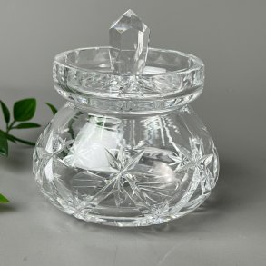 Klar vintage krystal marmeladekrukke