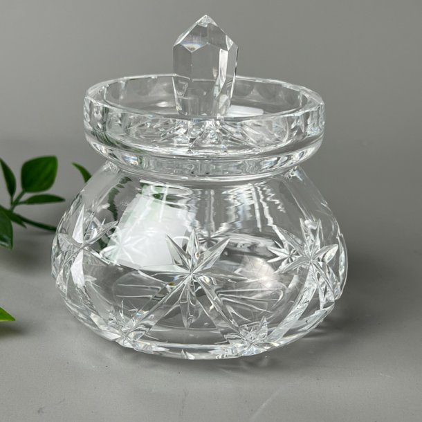 Klar vintage krystal marmeladekrukke