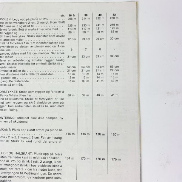 Vintage Mam�sell strikkeopskrift