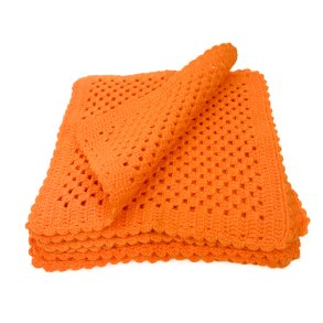 Tolv h�klede orange retro mundservietter