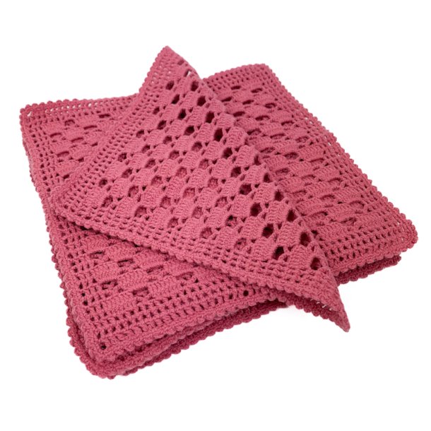 Tolv h�klede m�rkrosa retro mundservietter