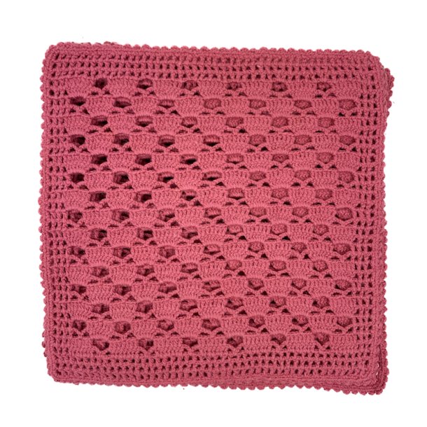 Tolv h�klede m�rkrosa retro mundservietter