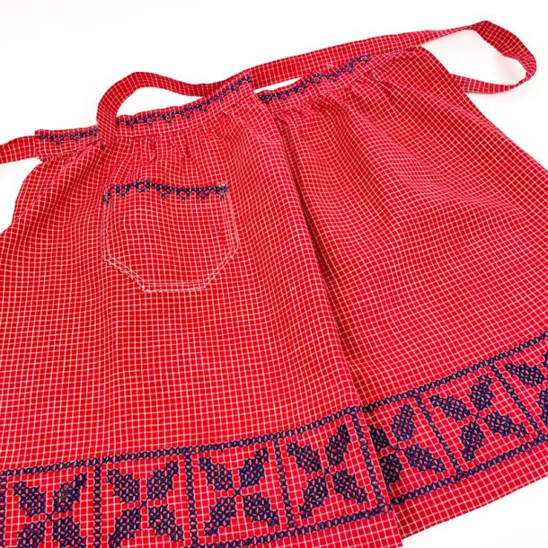 Broderet r�dt vintage forkl�de