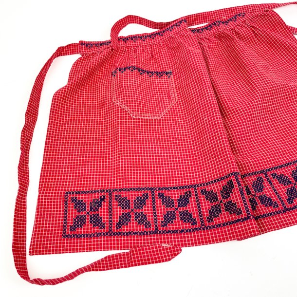 Broderet r�dt vintage forkl�de