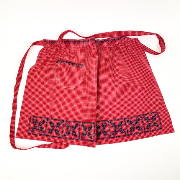 Broderet r�dt vintage forkl�de