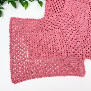 Hklede rosa mundservietter seks stk