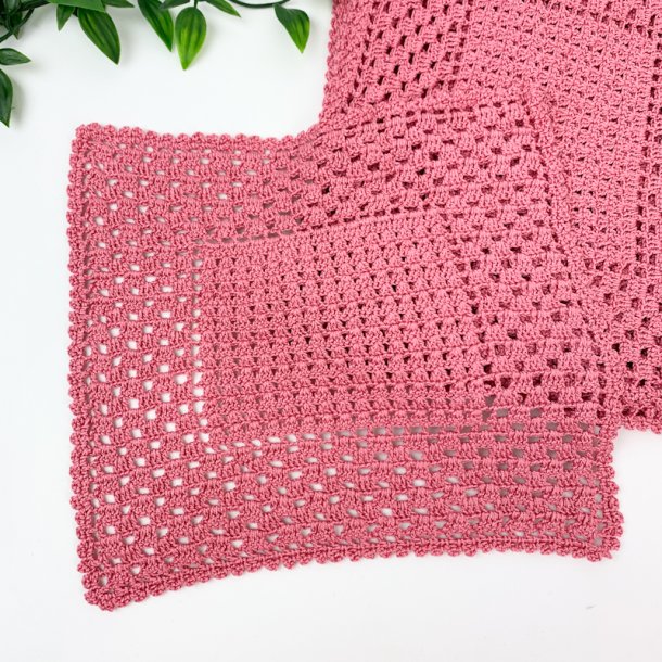 Hklede rosa mundservietter seks stk