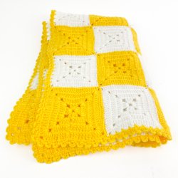 Gelbe und weie Retro Kinderwagendecke